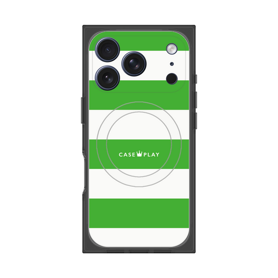 プレミアムスクエアケース with MagSafe［ Big Border - Green ］