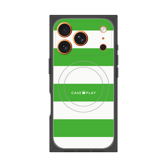 プレミアムスクエアケース with MagSafe［ Big Border - Green ］