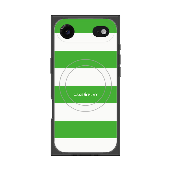 プレミアムスクエアケース with MagSafe［ Big Border - Green ］