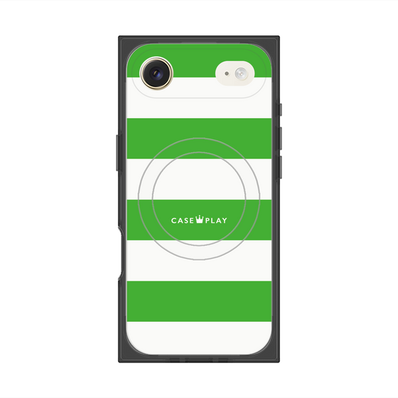 プレミアムスクエアケース with MagSafe［ Big Border - Green ］