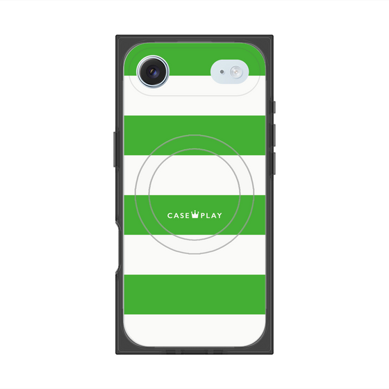 プレミアムスクエアケース with MagSafe［ Big Border - Green ］