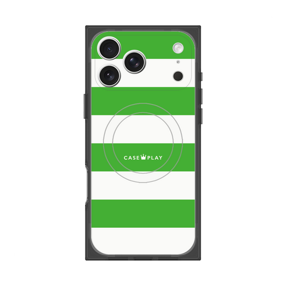 プレミアムスクエアケース with MagSafe［ Big Border - Green ］