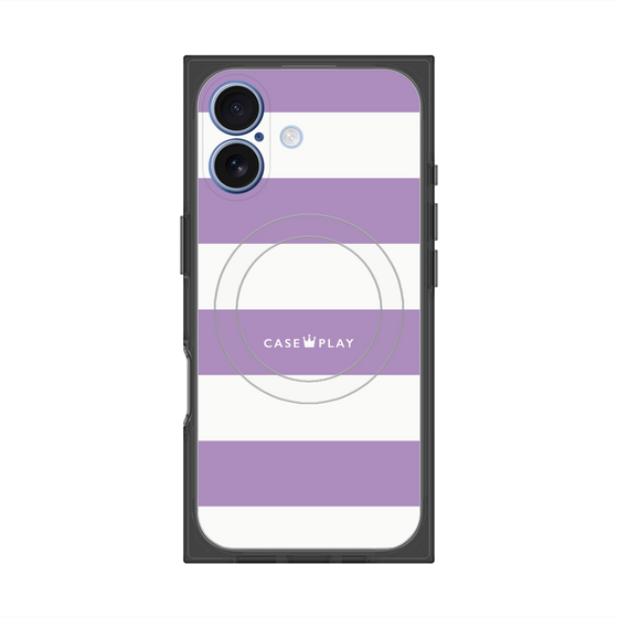 プレミアムスクエアケース with MagSafe［ Big Border - Purple ］