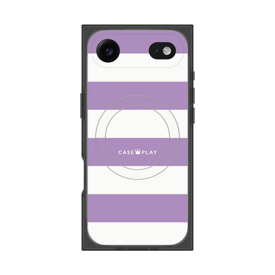 プレミアムスクエアケース with MagSafe［ Big Border - Purple ］