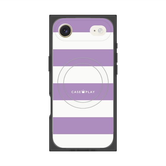 プレミアムスクエアケース with MagSafe［ Big Border - Purple ］