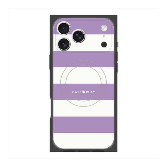 プレミアムスクエアケース with MagSafe［ Big Border - Purple ］