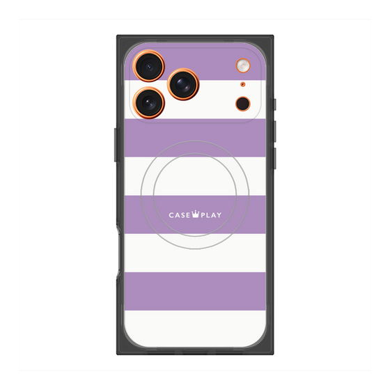 プレミアムスクエアケース with MagSafe［ Big Border - Purple ］