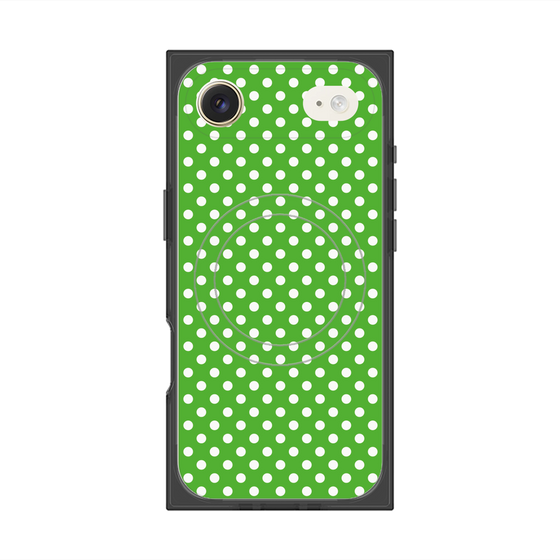 プレミアムスクエアケース with MagSafe［ Small Dot - Green ］
