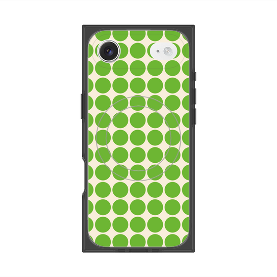 プレミアムスクエアケース with MagSafe［ Big Dot - Green ］