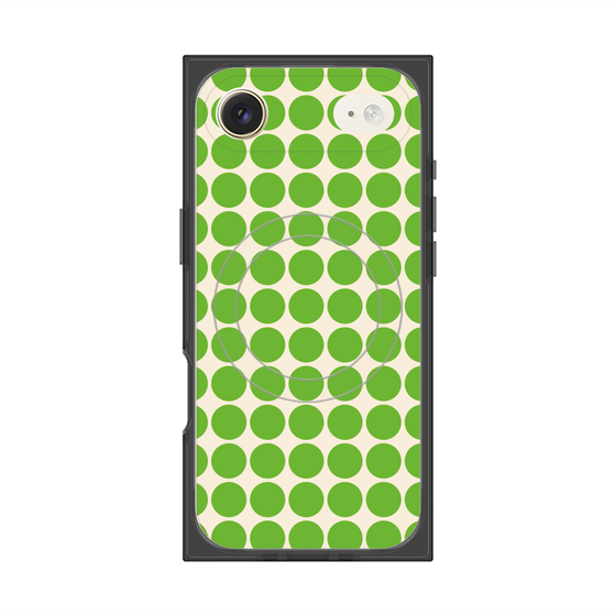 プレミアムスクエアケース with MagSafe［ Big Dot - Green ］