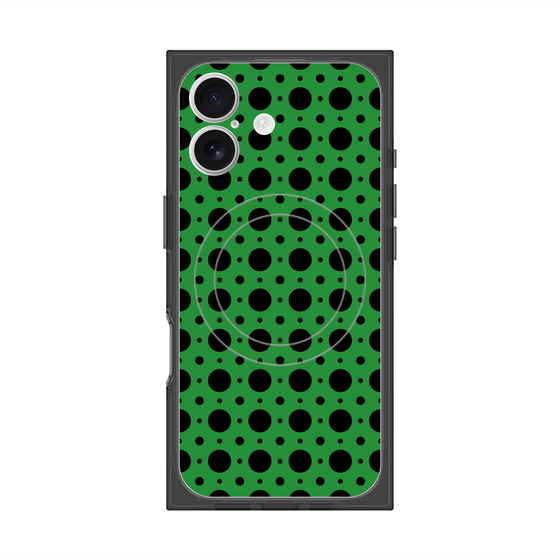 プレミアムスクエアケース with MagSafe［ Shower Dot - Green ］
