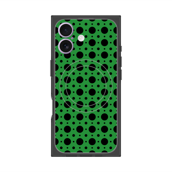 プレミアムスクエアケース with MagSafe［ Shower Dot - Green ］