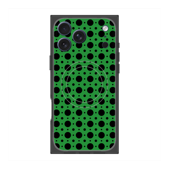 プレミアムスクエアケース with MagSafe［ Shower Dot - Green ］
