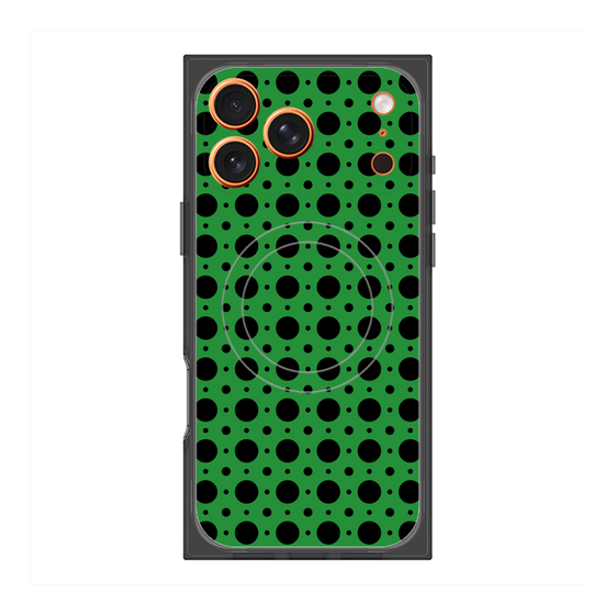 プレミアムスクエアケース with MagSafe［ Shower Dot - Green ］