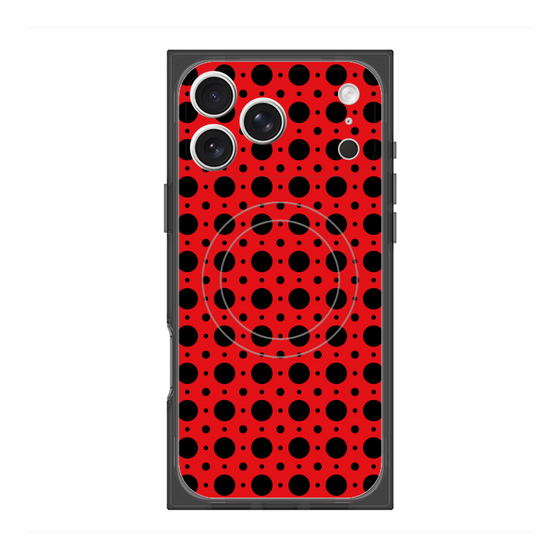 プレミアムスクエアケース with MagSafe［ Shower Dot - Red ］