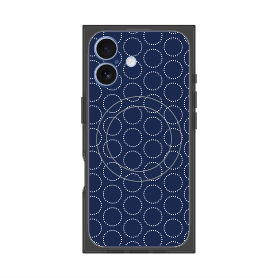 プレミアムスクエアケース with MagSafe［ Dot Circle - Navy ］