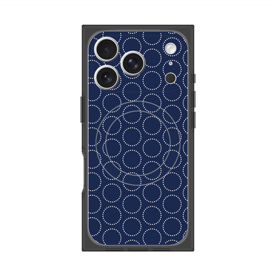 プレミアムスクエアケース with MagSafe［ Dot Circle - Navy ］