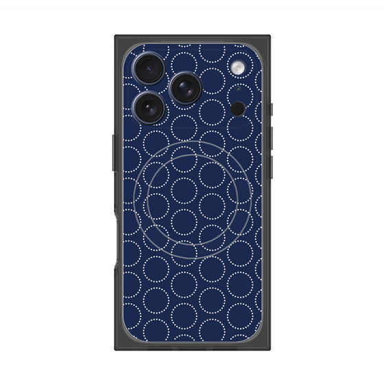 プレミアムスクエアケース with MagSafe［ Dot Circle - Navy ］
