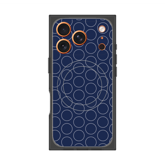プレミアムスクエアケース with MagSafe［ Dot Circle - Navy ］