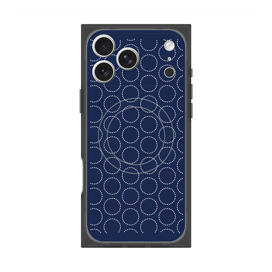 プレミアムスクエアケース with MagSafe［ Dot Circle - Navy ］