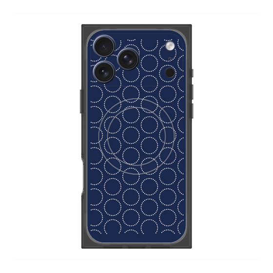 プレミアムスクエアケース with MagSafe［ Dot Circle - Navy ］
