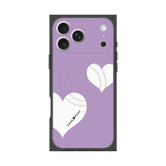 プレミアムスクエアケース with MagSafe［ Two Hearts - Purple ］