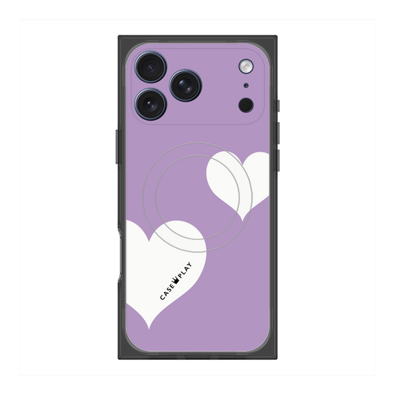 プレミアムスクエアケース with MagSafe［ Two Hearts - Purple ］