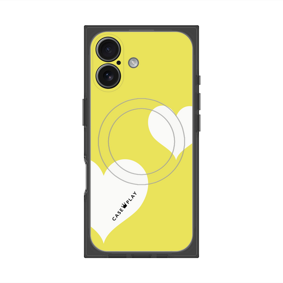 プレミアムスクエアケース with MagSafe［ Two Hearts - Yellow ］