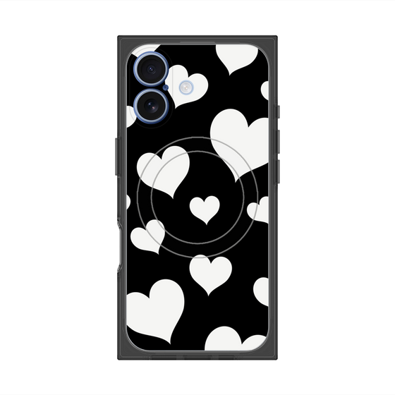 プレミアムスクエアケース with MagSafe［ Dot Hearts - Black ］