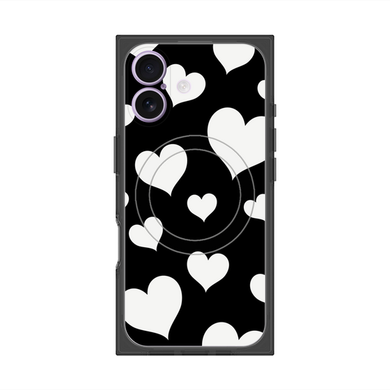 プレミアムスクエアケース with MagSafe［ Dot Hearts - Black ］