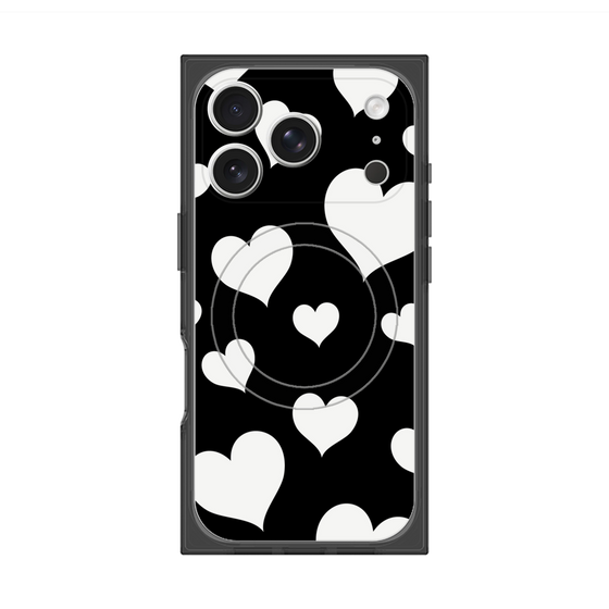 プレミアムスクエアケース with MagSafe［ Dot Hearts - Black ］