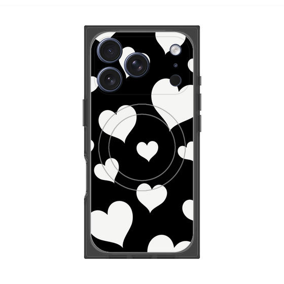 プレミアムスクエアケース with MagSafe［ Dot Hearts - Black ］