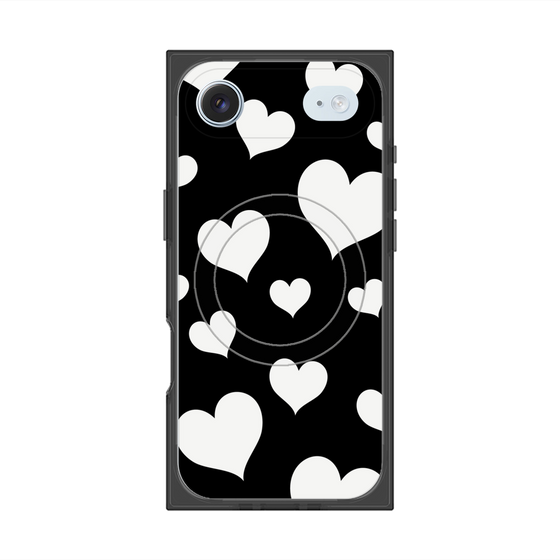 プレミアムスクエアケース with MagSafe［ Dot Hearts - Black ］