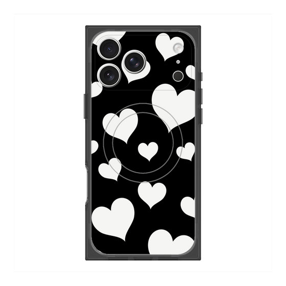 プレミアムスクエアケース with MagSafe［ Dot Hearts - Black ］