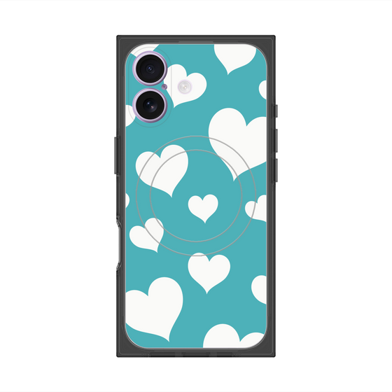 プレミアムスクエアケース with MagSafe［ Dot Hearts - Blue ］