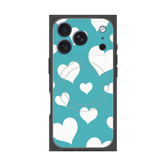 プレミアムスクエアケース with MagSafe［ Dot Hearts - Blue ］