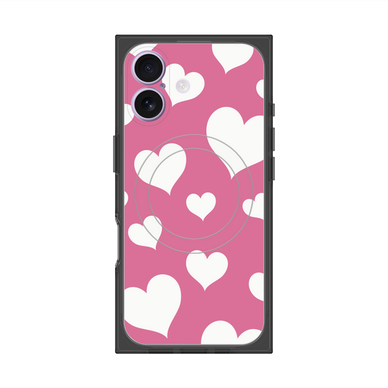 プレミアムスクエアケース with MagSafe［ Dot Hearts - Pink ］