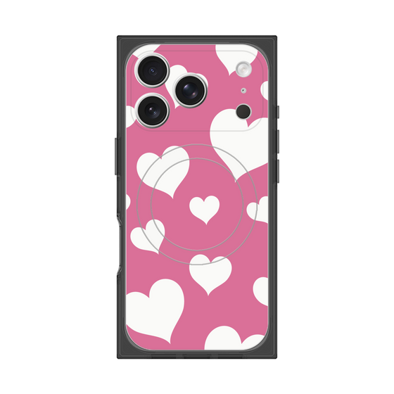 プレミアムスクエアケース with MagSafe［ Dot Hearts - Pink ］