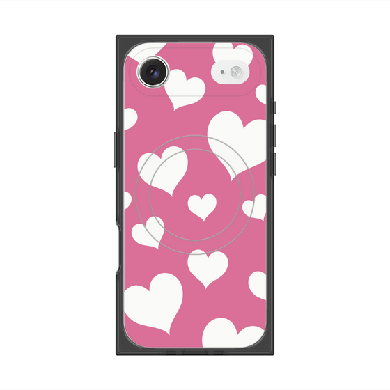 プレミアムスクエアケース with MagSafe［ Dot Hearts - Pink ］