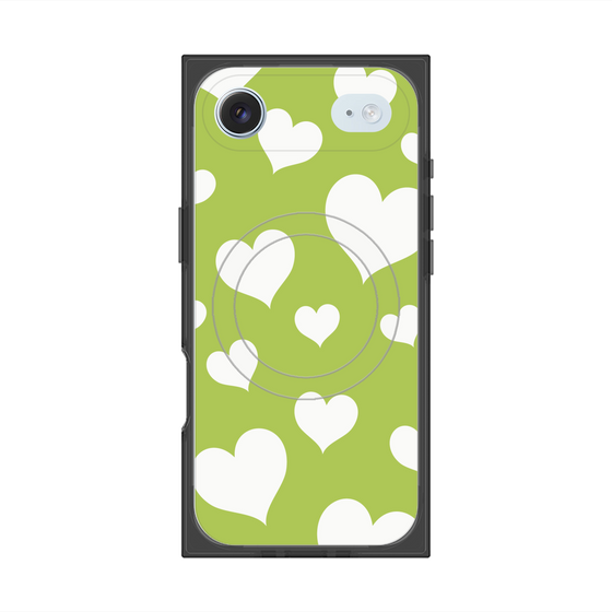 プレミアムスクエアケース with MagSafe［ Dot Hearts - Green ］