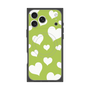プレミアムスクエアケース with MagSafe［ Dot Hearts - Green ］