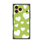 プレミアムスクエアケース with MagSafe［ Dot Hearts - Green ］