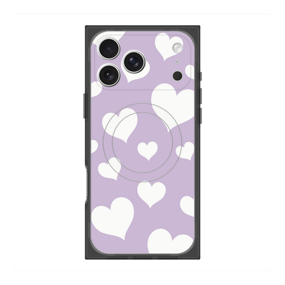 プレミアムスクエアケース with MagSafe［ Dot Hearts - Purple ］