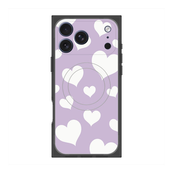 プレミアムスクエアケース with MagSafe［ Dot Hearts - Purple ］