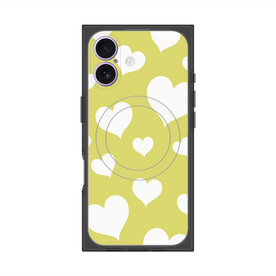 プレミアムスクエアケース with MagSafe［ Dot Hearts - Yellow ］