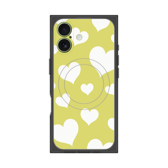 プレミアムスクエアケース with MagSafe［ Dot Hearts - Yellow ］