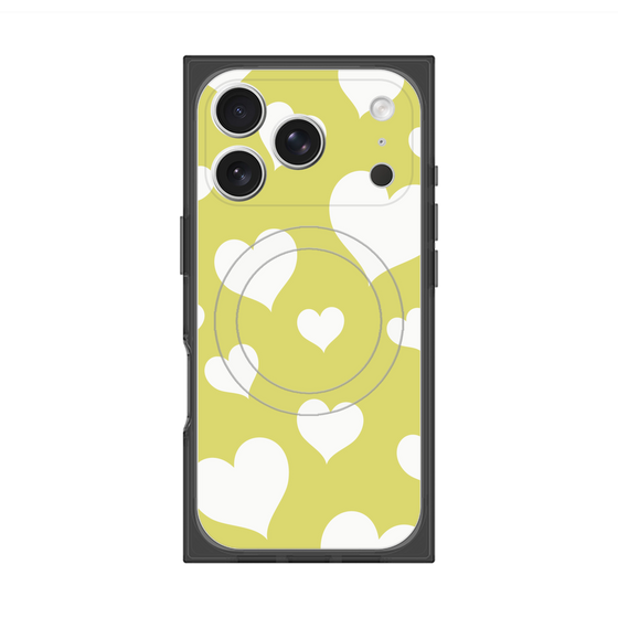プレミアムスクエアケース with MagSafe［ Dot Hearts - Yellow ］