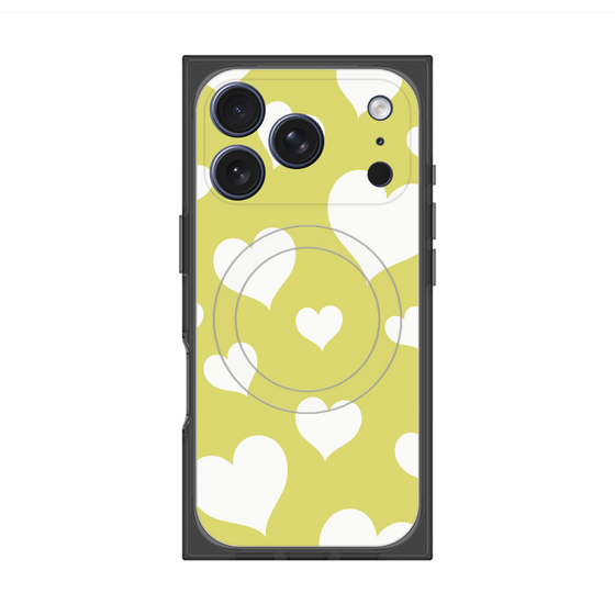 プレミアムスクエアケース with MagSafe［ Dot Hearts - Yellow ］