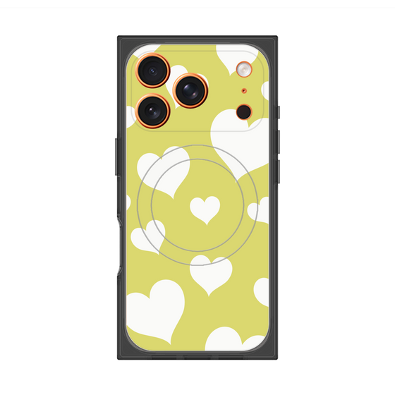 プレミアムスクエアケース with MagSafe［ Dot Hearts - Yellow ］