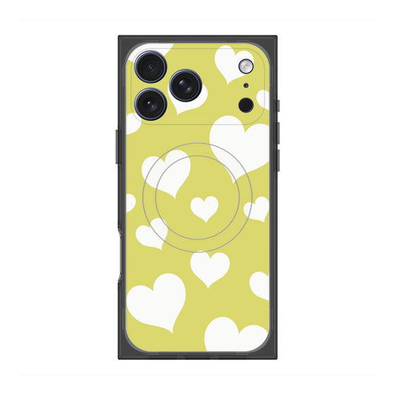 プレミアムスクエアケース with MagSafe［ Dot Hearts - Yellow ］